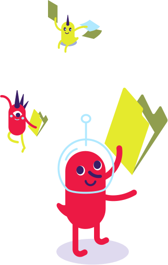 Фирменные персонажи, оживляющие иллюстрации услуг на сайте hoster.by.