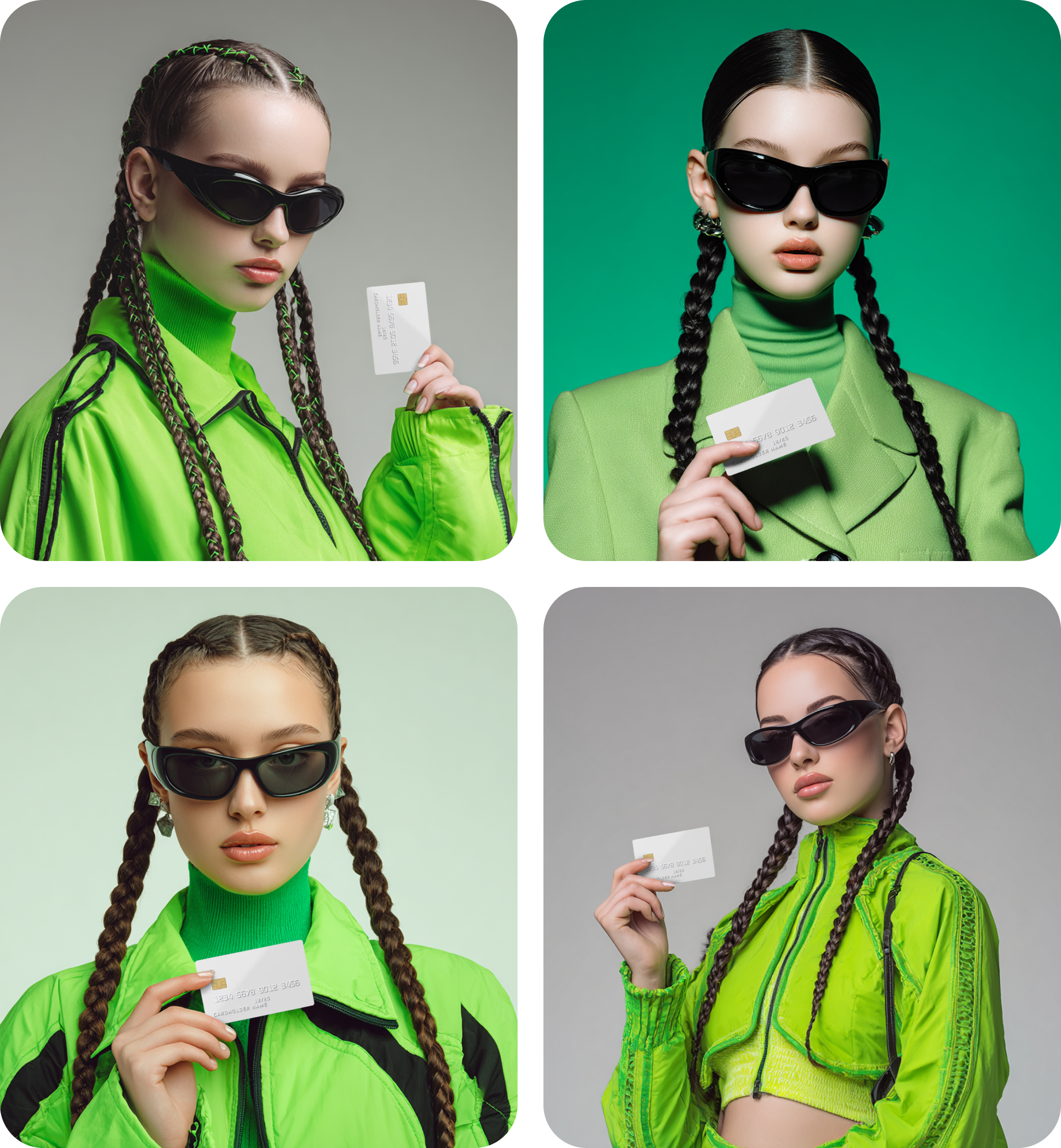 Серия AI-сгенерированных портретов с картами: визуальный контент для маркетинга и автоматизации.