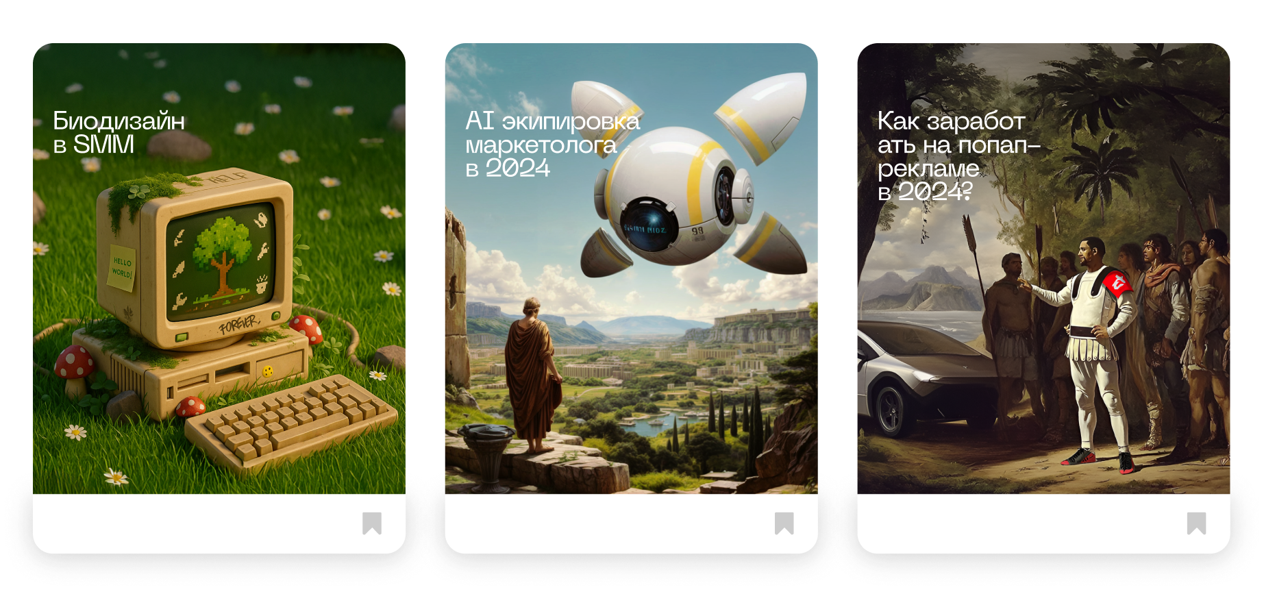 Иллюстрация кастомных AI-промтов: биодизайн, маркетинговая экипировка и визуальные сценарии.