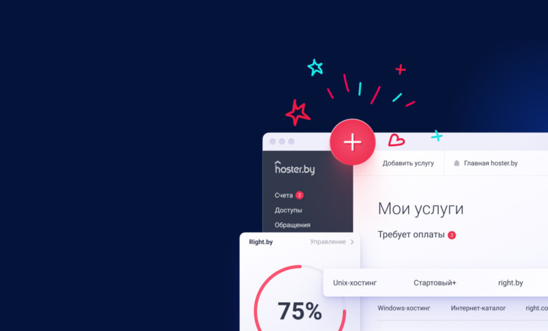 Дизайн интерфейса личного кабинета Hoster.by