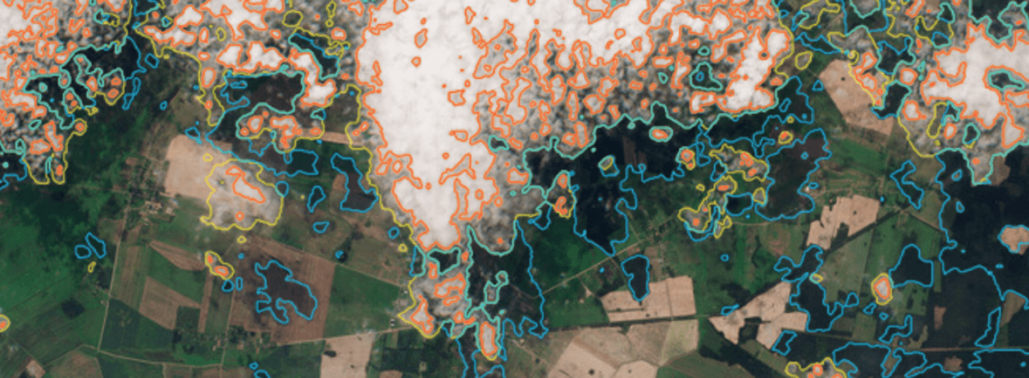 Карта полей, обработанная нейросетью Onesoil. Иллюстрация для сайта компании.