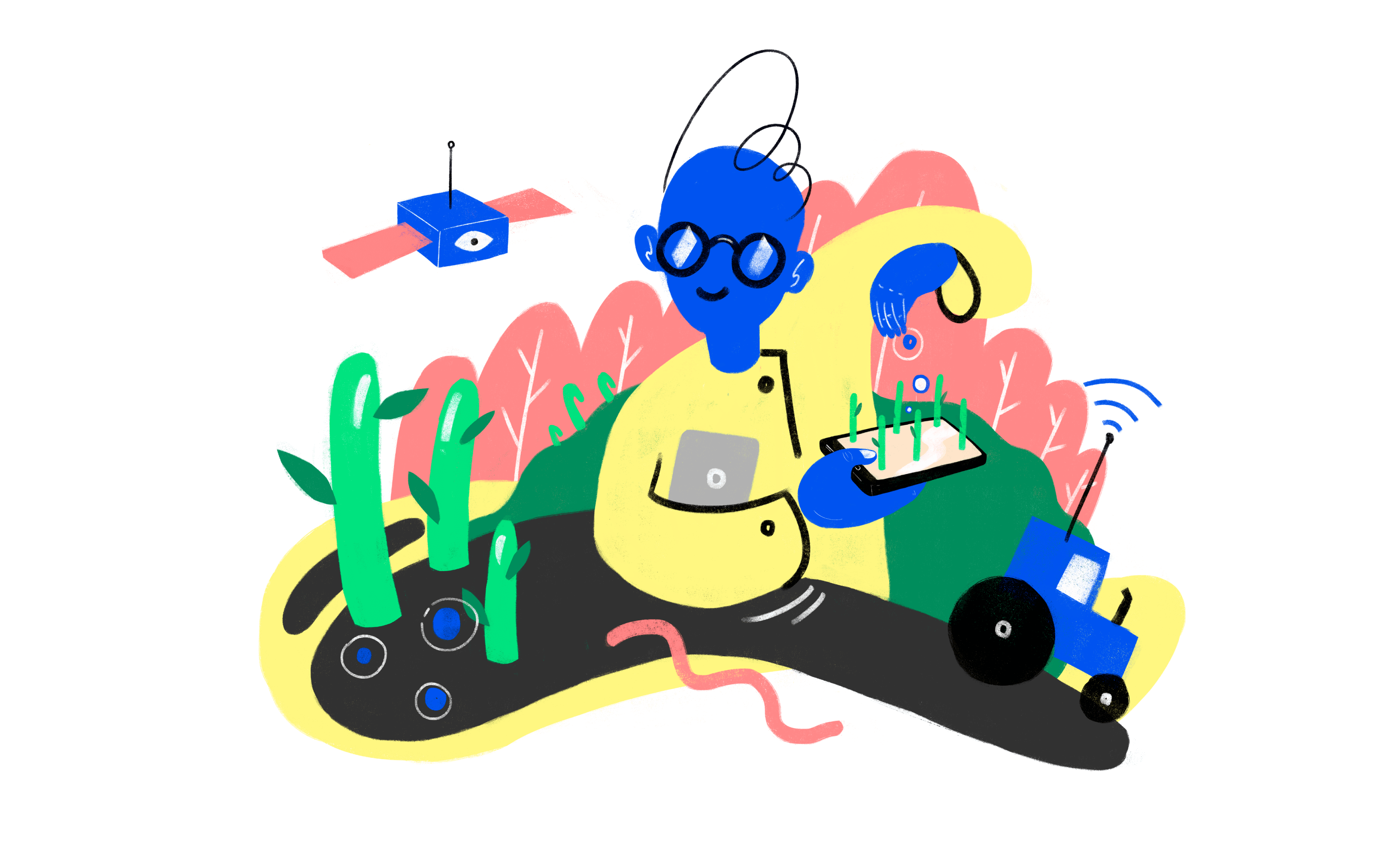 Ключевой визуал, иллюстрация, созданная для главной страницы сайта OneSoil