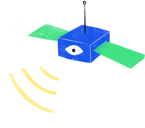 Иллюстрация для сайта OneSoil, синий спутник.